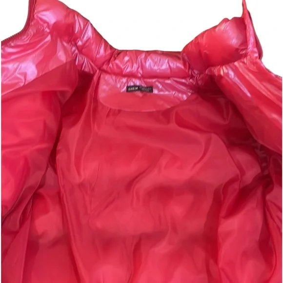 Hot pink, puffer,jacket with hood,Large, New - Picture 5 of 7